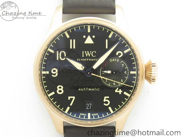 MIROTIME 0331 Big Pilot IW510301 Satin-Polished RG YLF Best Edition Black Dial On Leather Strap A Flexible 7222